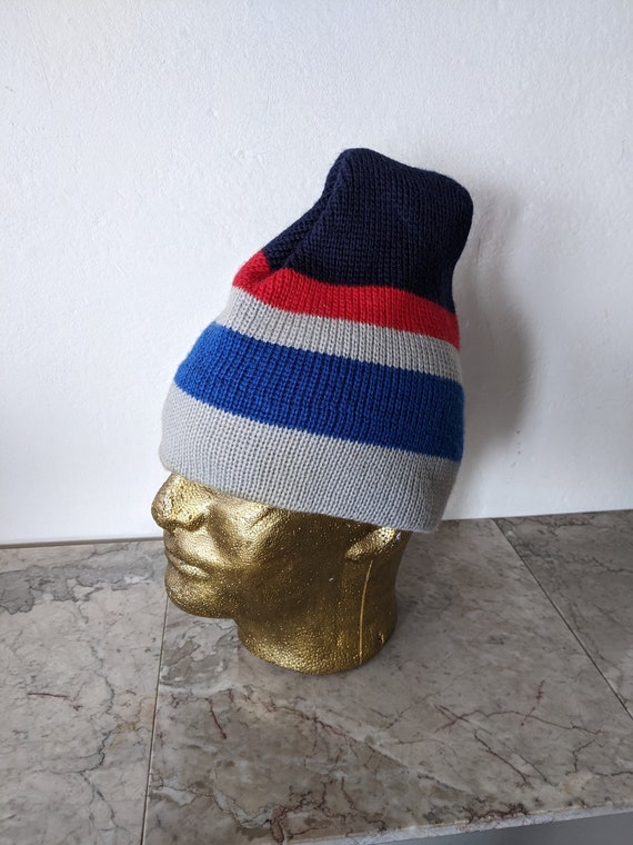 80's Striped Wool Ski Cap/ Winter Beanie/ Vintage 