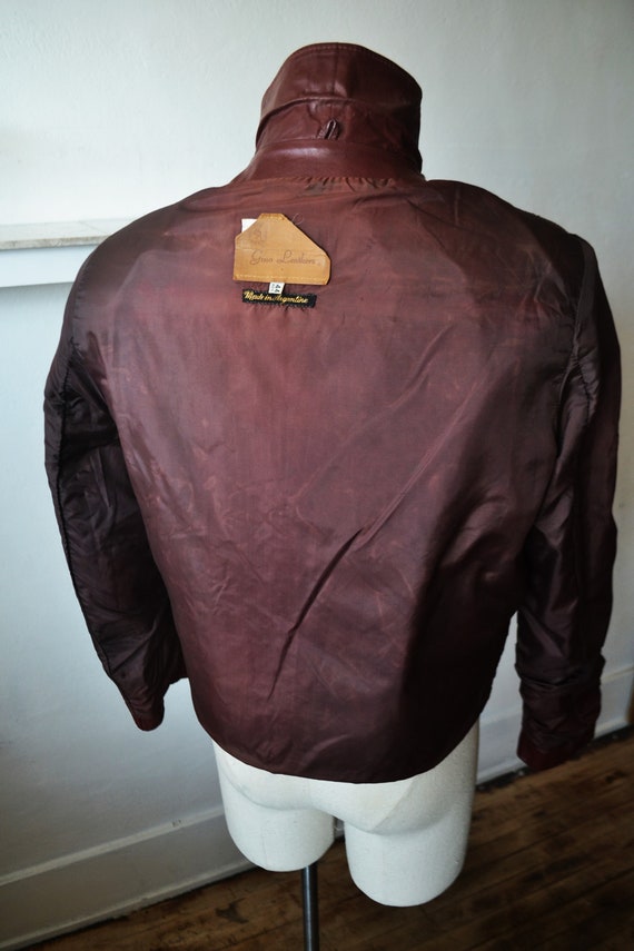 70's Oxblood Leather Bomber Jacket/ Men's Waist L… - image 10
