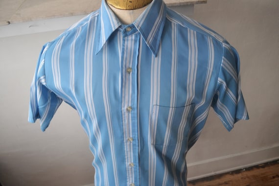 60's Mod Oxford Dress Shirt/ Vintage Short Sleeve… - image 1