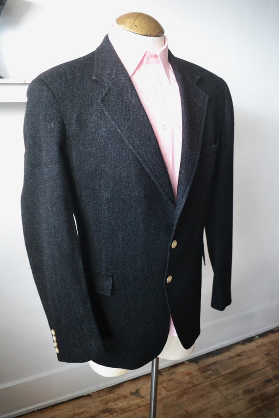 Vintage Herringbone Tweed Sport Coat/ Charcoal Gra