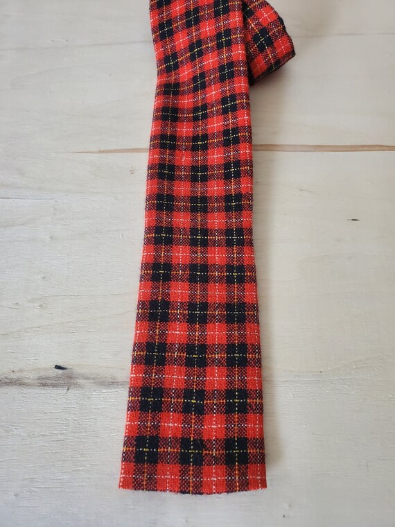 Wool Tartan Plaid Necktie/ Vintage Rooster Square… - image 2