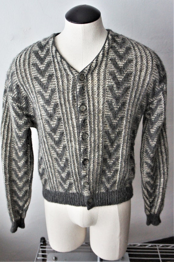 Vintage Mohair Cardigan/ Unisex Wool Sweater/ 1950