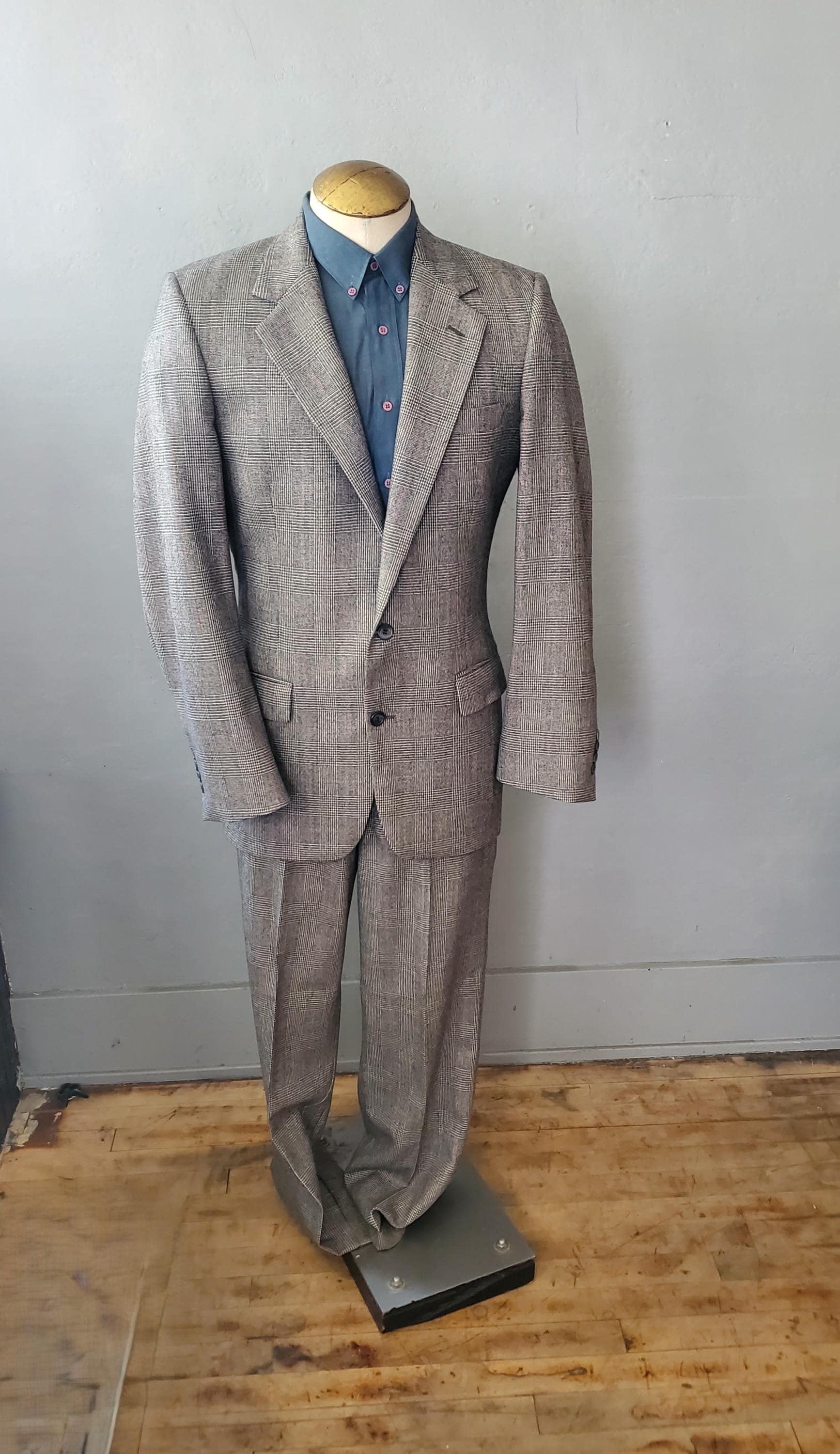 50s 60s vintage single‐breasted suit 1950s Wise Guy Suit | Vintage 50s Taupe Brown Flecked with