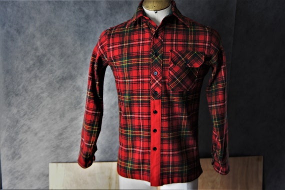 Vintage L.L. Bean Wool Tartan Plaid Shirt/1970s/ … - image 1