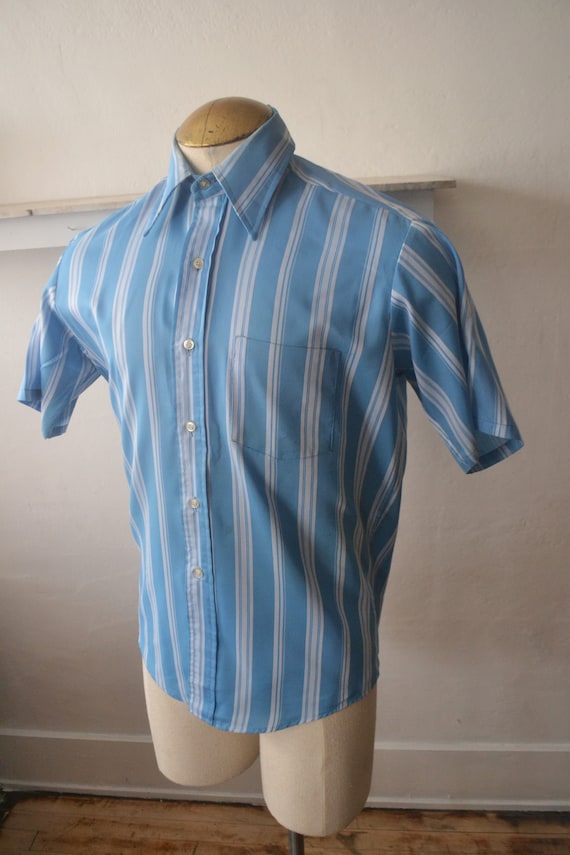 60's Mod Oxford Dress Shirt/ Vintage Short Sleeve… - image 3