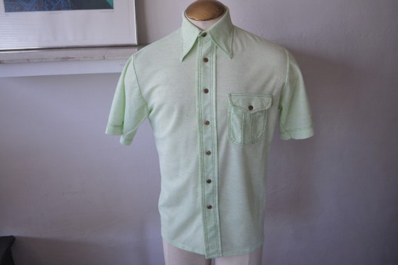 Donegal Crepe Oxford Shirt/ 70's Short Sleeve Tro… - image 2
