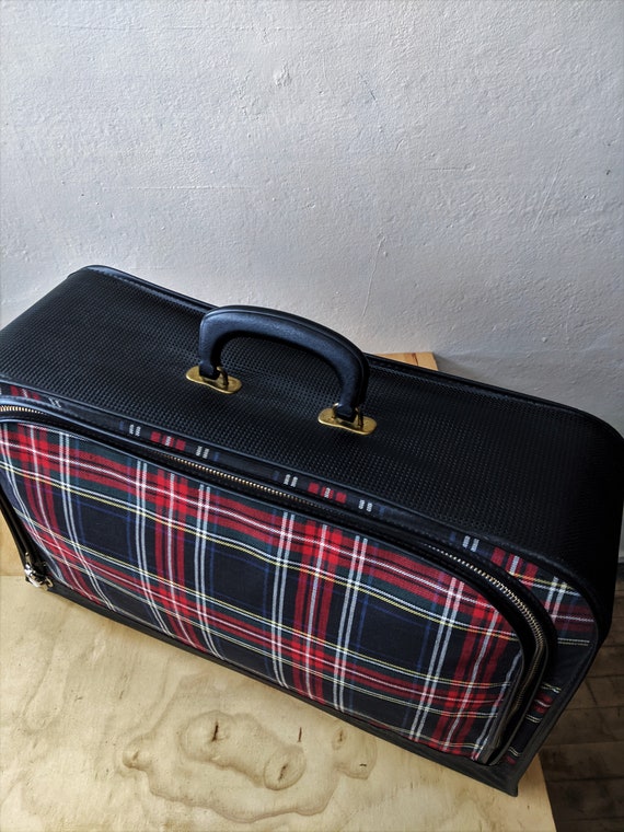 Tartan Plaid Canvas Suitcase/ Midcentury Overnigh… - image 9