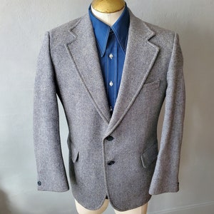 Vintage Burton Herringbone Tweed Sport Coat - 70s Wool Jacket Size 40