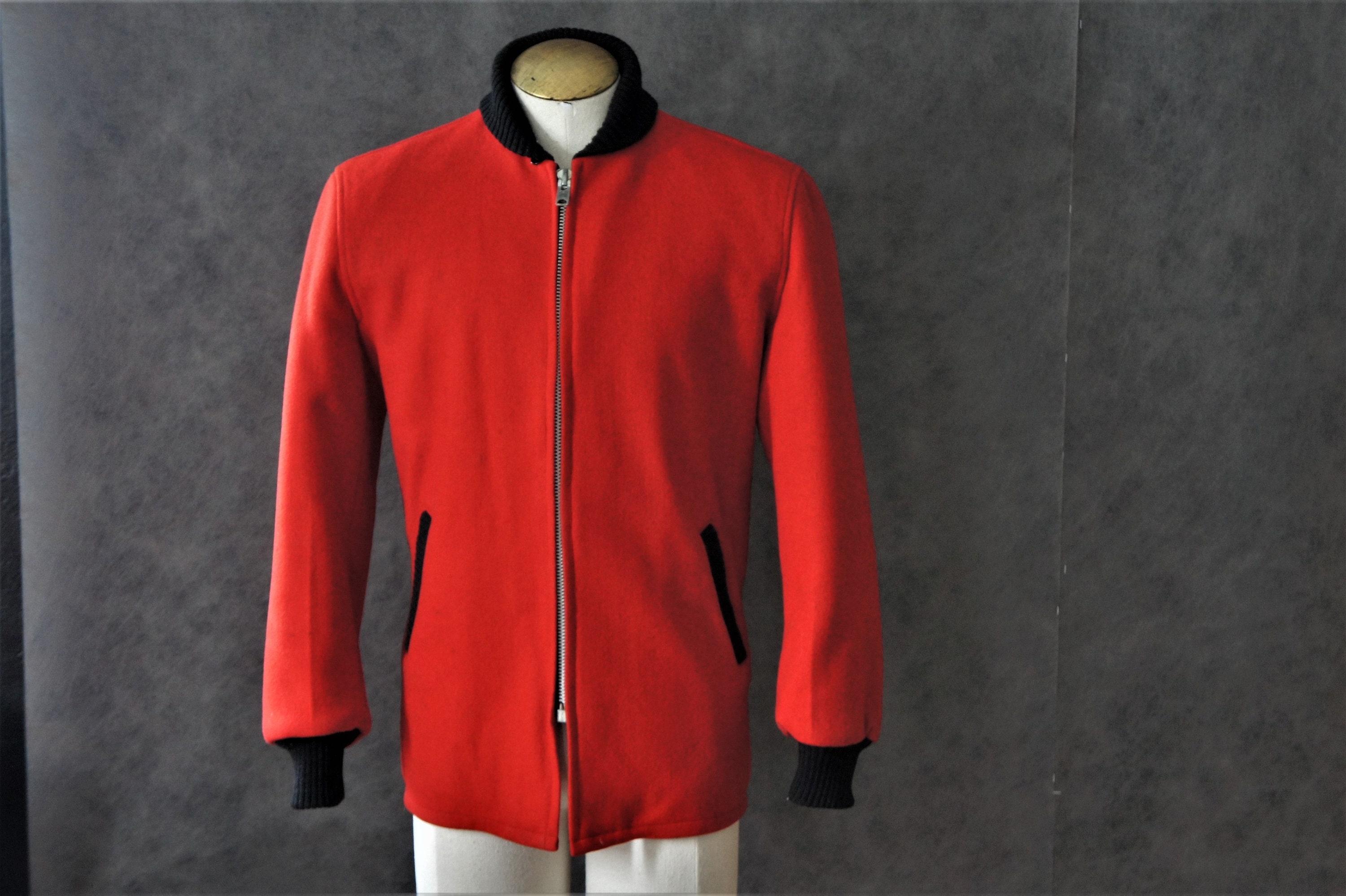 50s Lakeland Clicker Car Club Jacket/ Red Wool/Men's Etsy