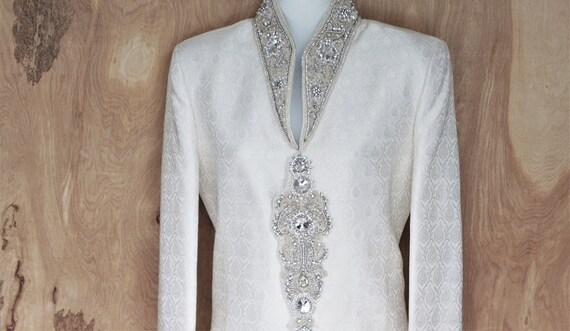Vintage Dress Coat/ Brocade Gemstone Coat Dress/Ne