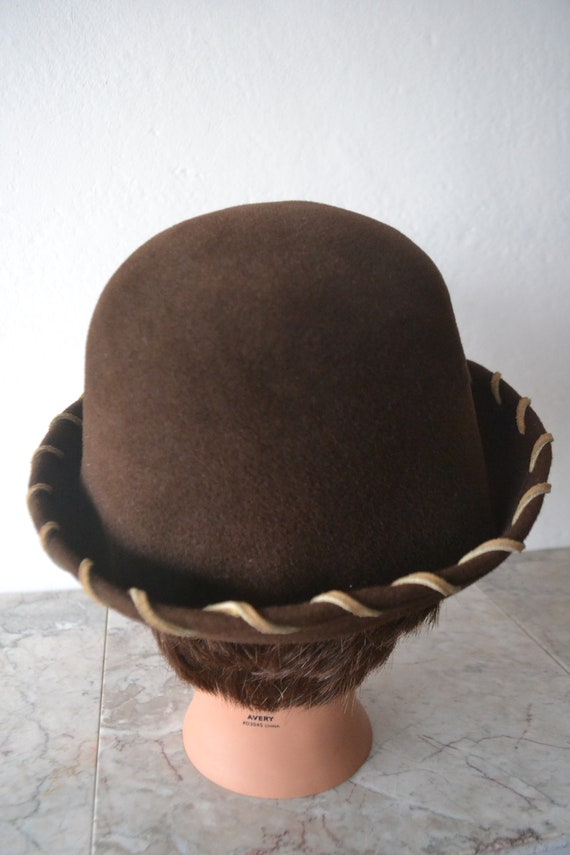 Women's Brown Felt Tyrolean Style Hat/ Vintage Bo… - image 8