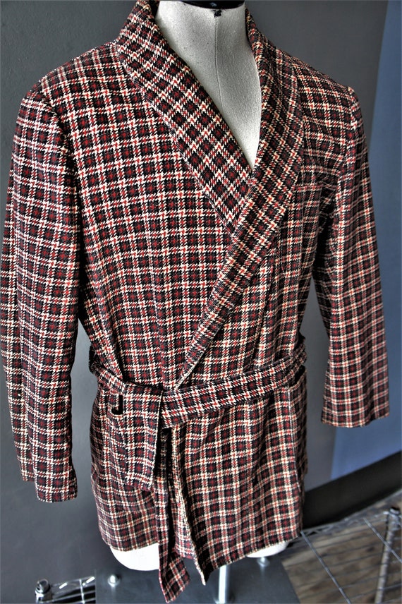 Corduroy Houndstooth Smoking Jacket/ Bespoke Robe… - image 3