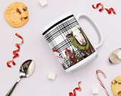 Merry Barnyard Collection Art Mug, Farm Animals, Farmhouse, Christmas, Donkey, Pig, Sheep, Chicken and Cow, Sharon Sudduth Art
