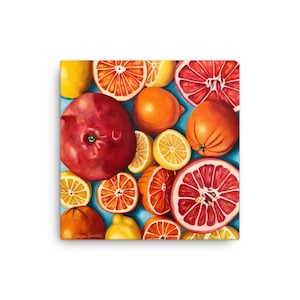 Canvas Art Print | Sweetly Sunkissed | Citrus Oil Painting Reproduction 16&quot;x16&quot; Square Wall Decor