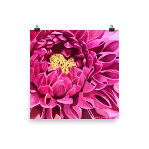 Art Print | Turn Up the Pink | Dahlia 18&quot;x18&quot; Big Floral Wall Art