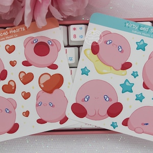 Kirby Sticker Sheet | Cute Video Game Stickers | Kawaii Japanese Stickers | Laptop Decals, Aesthetic Stickers, Cute Stationery