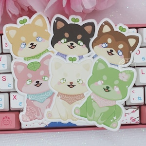 Cute Sitting Shiba Inu Stickers | Kawaii Japanese Dog Stickers | Kawaii Shiba Inu | Weatherproof Sticker