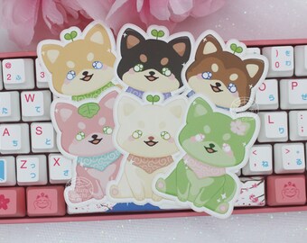 Stickers Shiba Inu assis mignons | Stickers chien japonais kawaii | Shiba-inu kawaii | Autocollant résistant aux intempéries