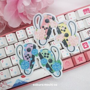 Floral Pastel Switch Joycon Stickers | Kawaii Aesthetic Video Game Console Stickers | Cherry Blossom | Hydrangea