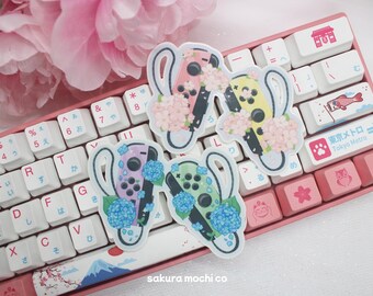 Pegatinas florales pastel para Joy-Con Switch / Pegatinas de estética kawaii para consola de videojuegos / Flor de cerezo / Hortensia