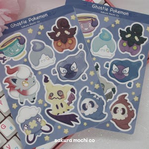 Spooky Poke Sticker Sheets | Shiny Ghost Poke Stickers | Cute Anime Video Game Stickers
