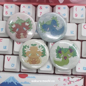 Fruity Axolotl Buttons | 1.25in Cute Aquatic Animal Pinback Button Badge | Kawaii Salamander Lover Gift