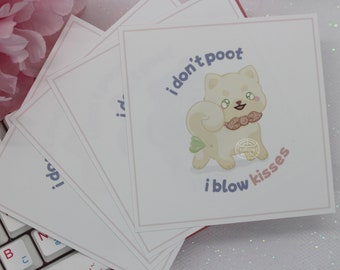 I don't poot I blow kisses Cream Shiba Inu Art Print / Funny Cute Kawaii Japanese Dog Wall Decor