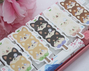 Autocollants mignons de Shiba Inu Dango | Stickers chien japonais kawaii | Shiba-inu kawaii | Autocollant résistant aux intempéries