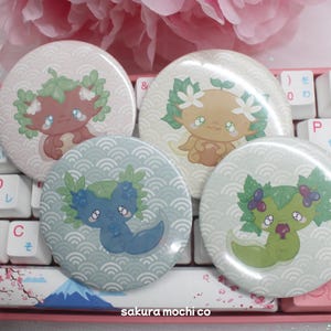 Fruity Axolotl Buttons | 2.25in Cute Aquatic Animal Pinback Button Badge | Kawaii Salamander Lover Gift