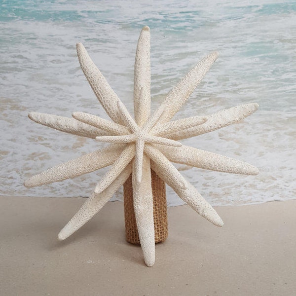 Starfish Tree Topper- Rustic Coastal Nautical Beach Christmas Ornament Xmas Beach Tropical pick stem coast beachy tree top wood