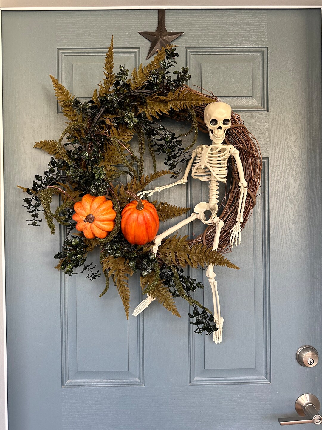 Skeleton Halloween Wreath, Skeleton Wreath, Halloween Door Wreath