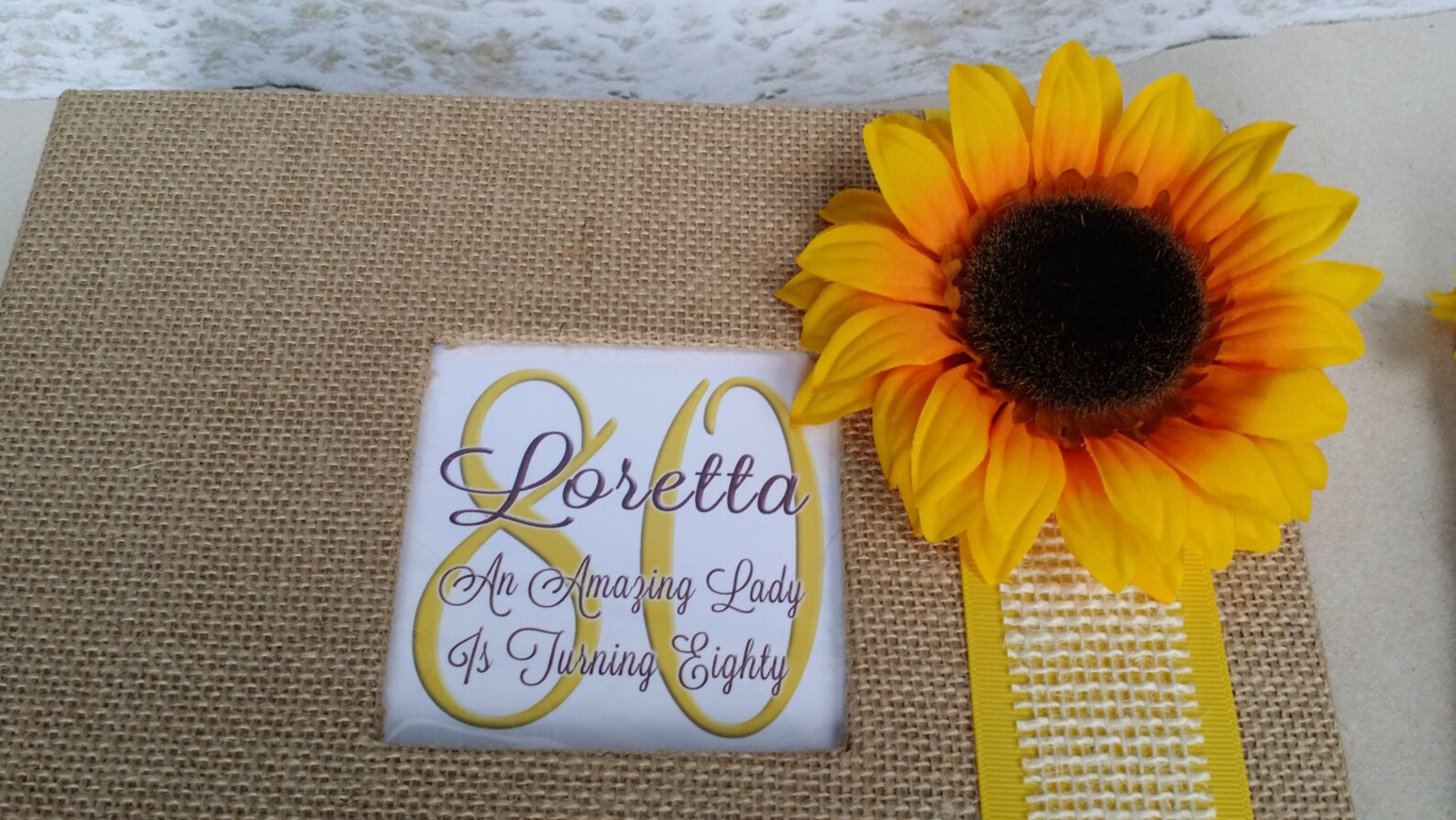 Burlap Sunflower Guest Book Set wedding Shower Birthday Etsy