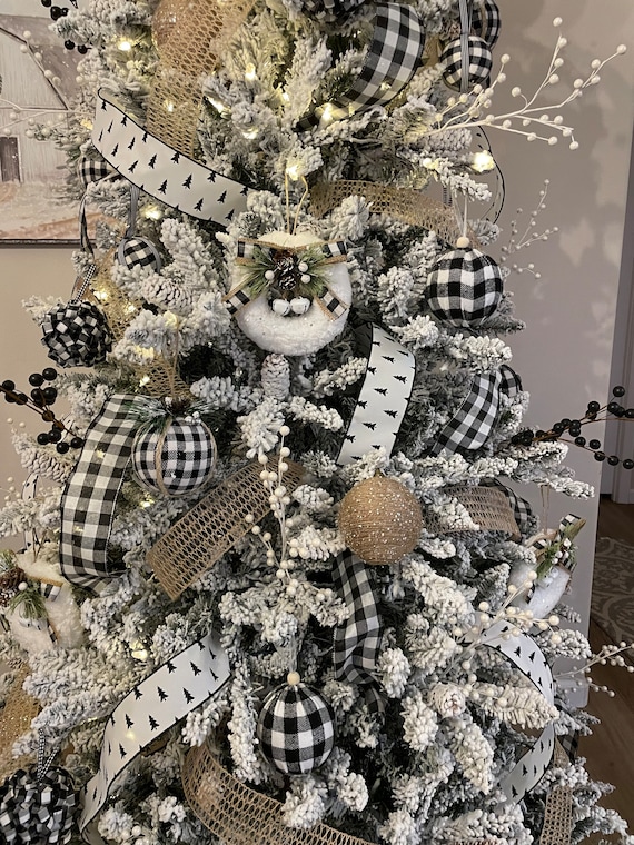 Black & White Christmas Tree Kit includes Tree Skirt, Ornaments