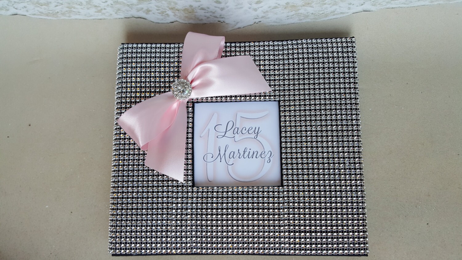 Bling Guest Book & Pen Set Rhinestone Wedding Guestbook Sign Bow Quinceanera 