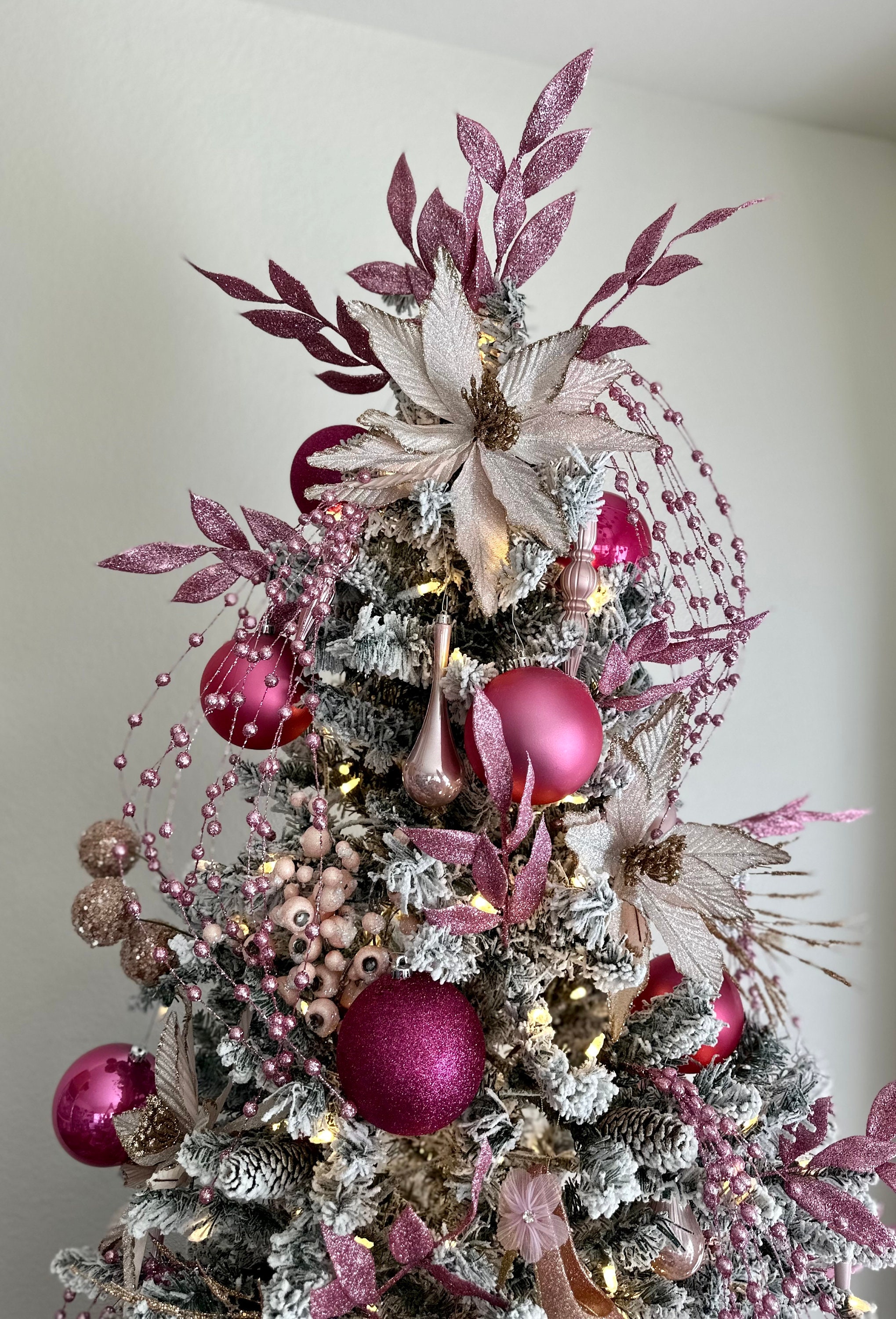 Pink & Silver Christmas Tree Kit, Pink Christmas Tree, Tree Decorations,  Princess Christmas, Pink Christmas, Kids Room Glitter Pink Glam Box 