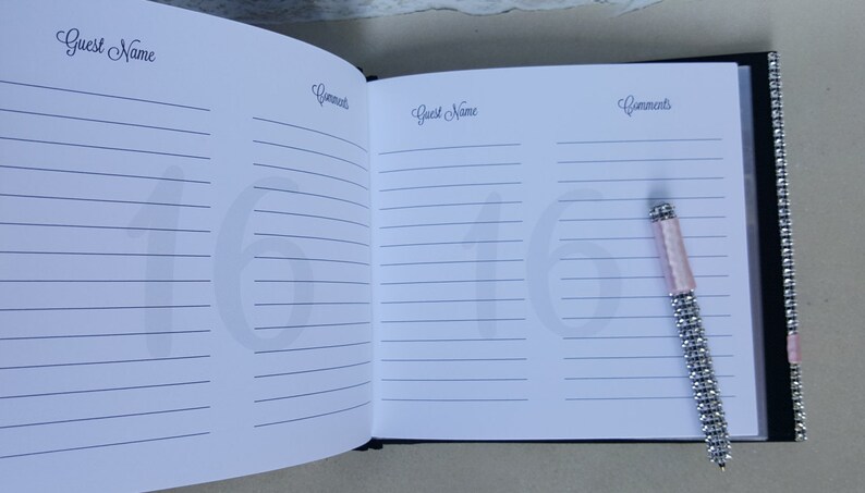 Bling Flower Guest Book Set Guestbook Champagne Pen Wedding, Shower, Birthday, Anniversary, Scrapbook, Etc - Rhinestone Crystal Diamond