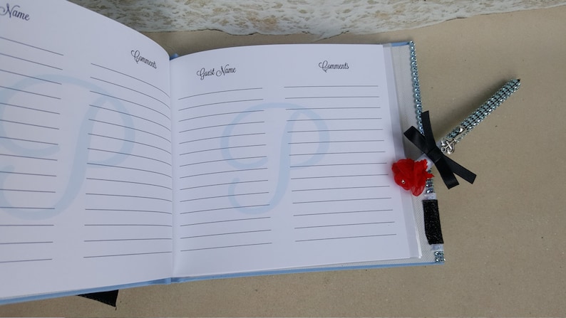 Wedding Birthday Party Alice Guest Book Set Sweet 16 Etc- Bling Fairytale Alice in Wonderland Guestbook Queen Hearts Disney