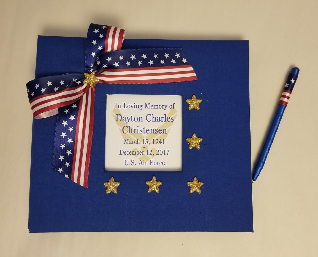 US Military Funeral Guest Book / Memory Book Personalized W/ Etsy