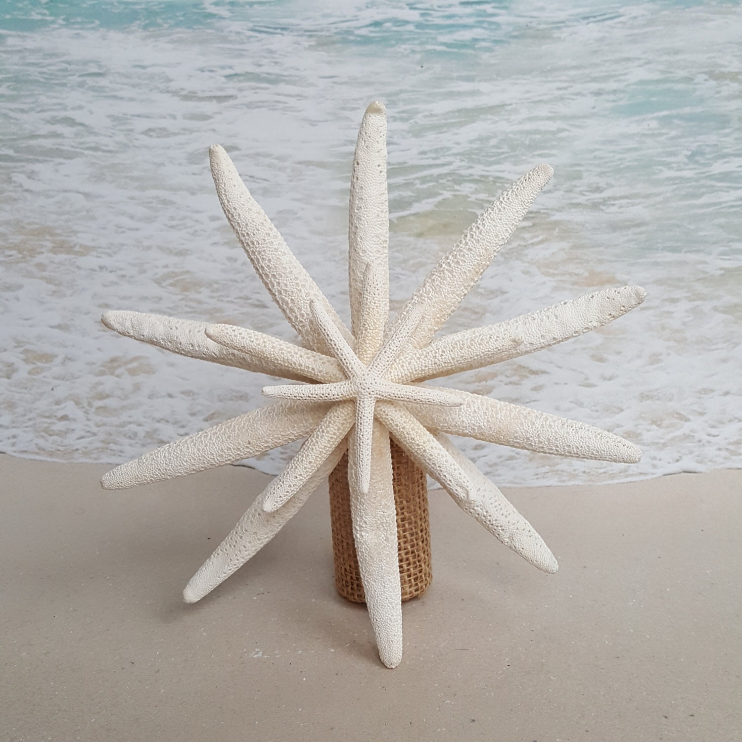 White Starfish Christmas Tree Coastal Ornament (1 Sea Star approx. 4-5  inches)