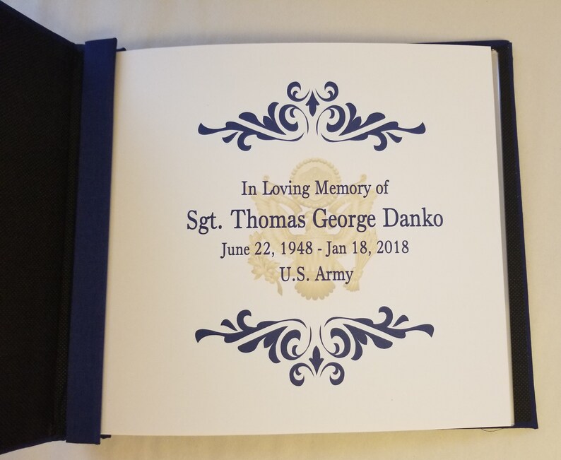 US Military Funeral Guest Book / Memory Book Personalized W/ Etsy
