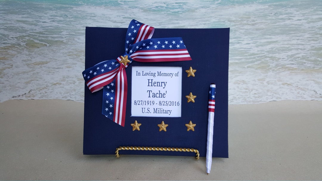 Military Funeral Guest Book / Memory Book Personalized W/ Name & Dates