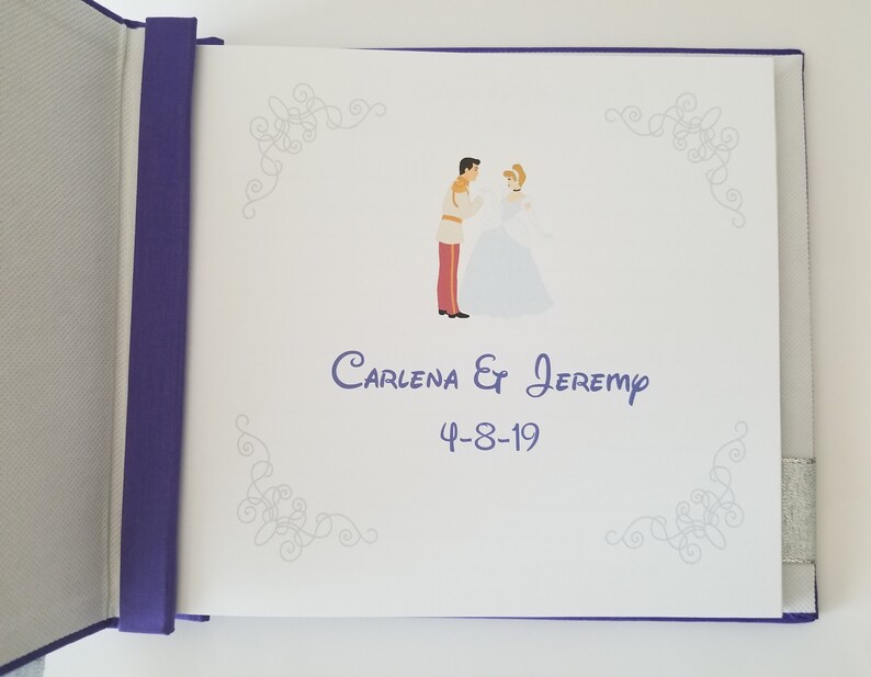 Choice of Colors Guestbook Disney Princess  Prince Charming Wedding, Birthday, Etc Cinderella Guest Book Set