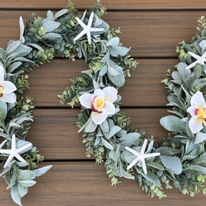 Starfish and Orchid Garland, Beach Garland, Beach Decoration, Tropical Garland, Beach Wedding Garland, Year Round Garland, table decor white