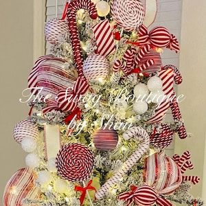 Tree Kit Peppermint Candy Christmas, Candy Christmas Tree, Tree Decorations, Candyland Christmas, Peppermint Christmas, Candies Striped Cane