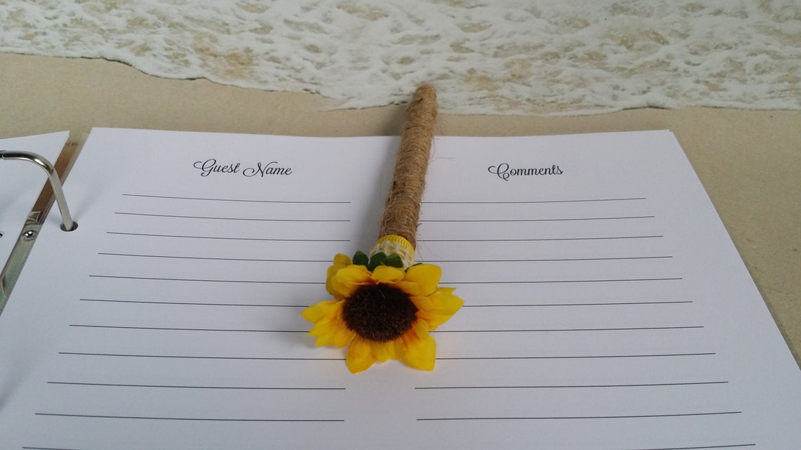 Burlap Sunflower Guest Book Set wedding Shower Birthday Etsy