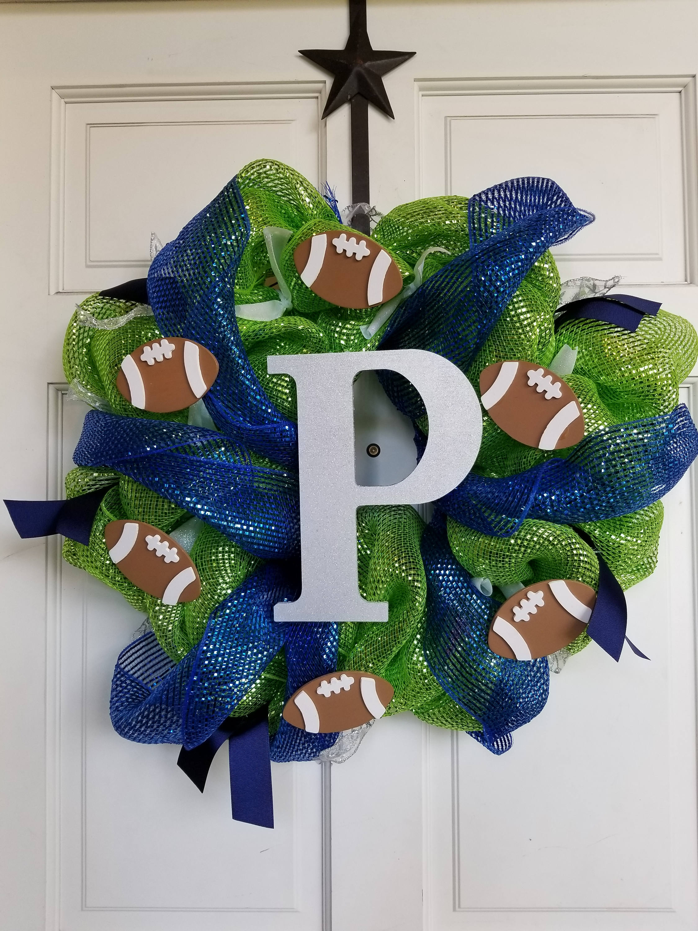 Seahawks Door Wreath Custom Letter Football Seahawk Etsy