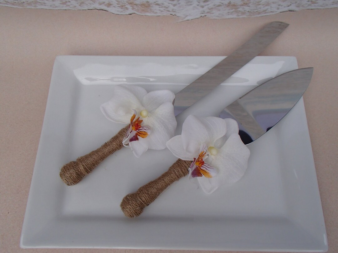 Orchid Cake Knife & Server Set Custom Engraving Available Etsy