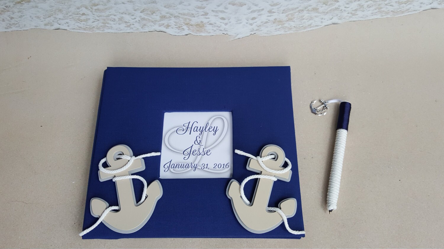 ROPED Nautical Beach Guest Book Set Baby Shower Wedding Etsy