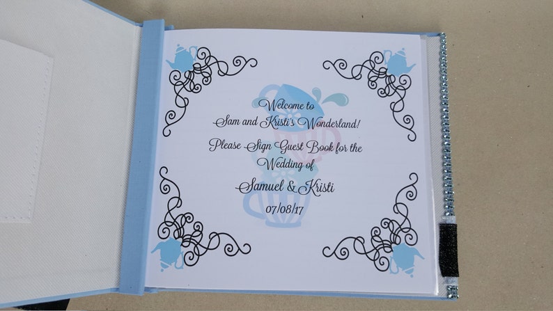Wedding Birthday Party Alice Guest Book Set Sweet 16 Etc- Bling Fairytale Alice in Wonderland Guestbook Queen Hearts Disney