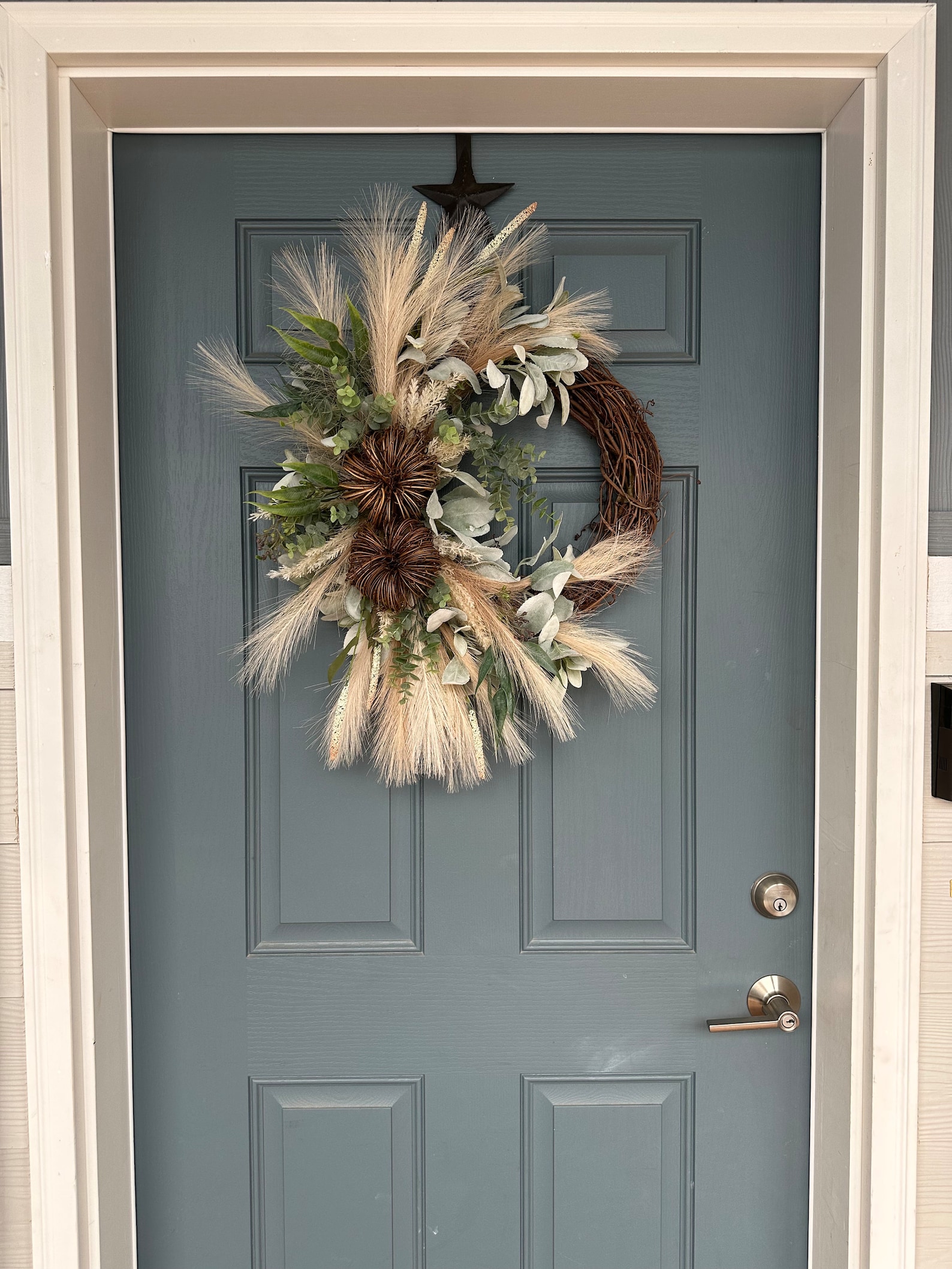Double Door Fall Boho Wreath, Pumpkin Wreath, Fall Grapevine, Everyday ...